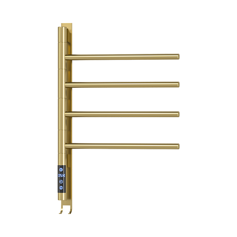 F42 Black Wall-Mounted Swivel Heated Towel Rail