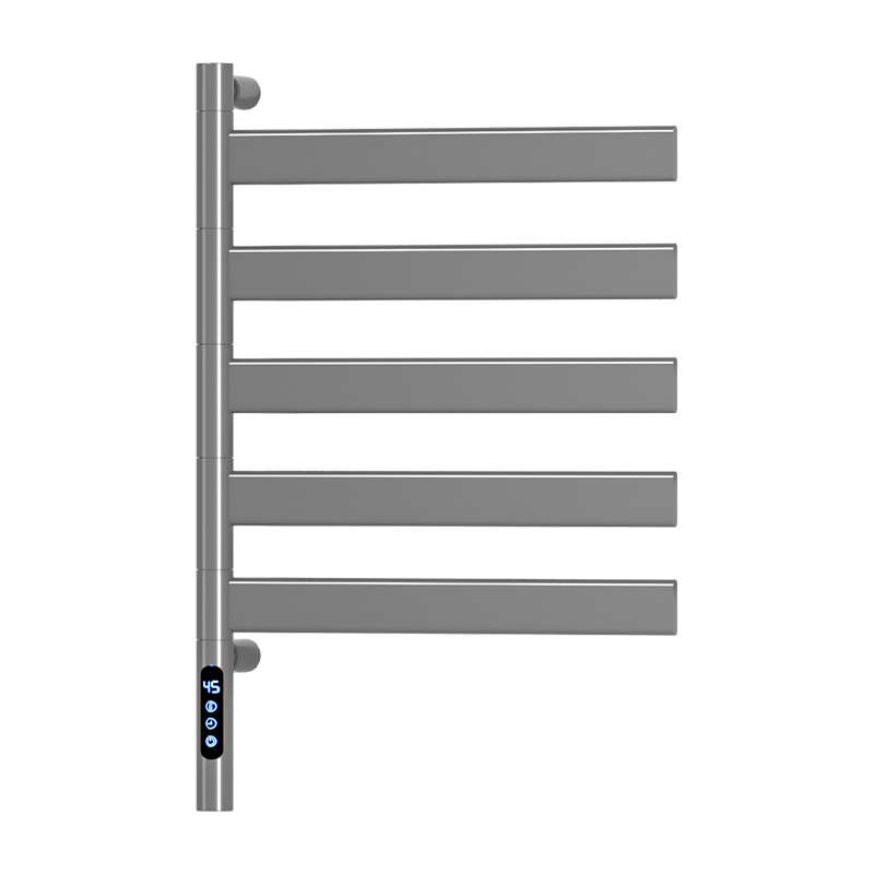 F55 Black Wall-Mounted Swivel Heated Towel Rail