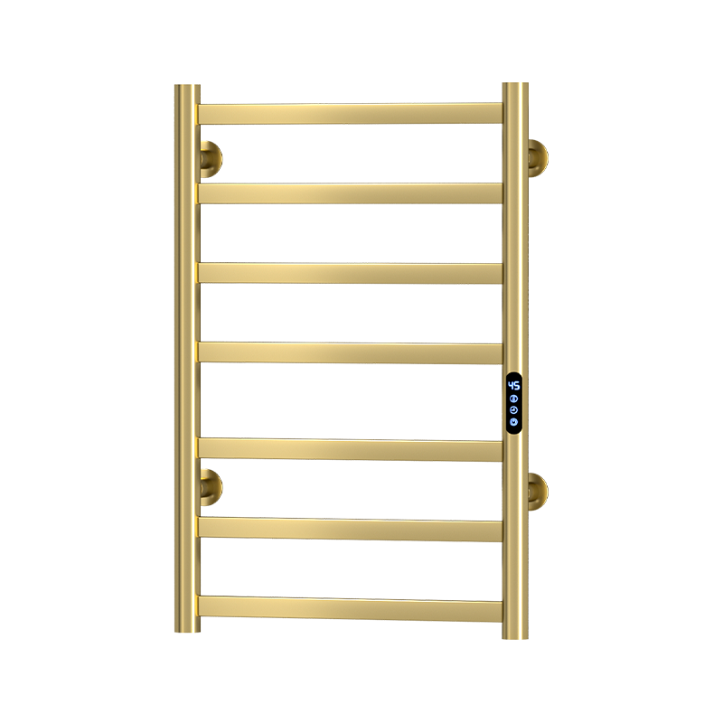 P58 Black Wall-Mounted Ladder-Style Heated Towel Rail