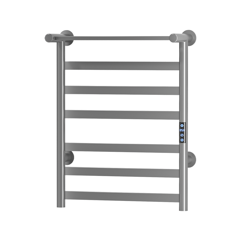 P70 Black Wall-Mounted Ladder-Style Heated Towel Rail