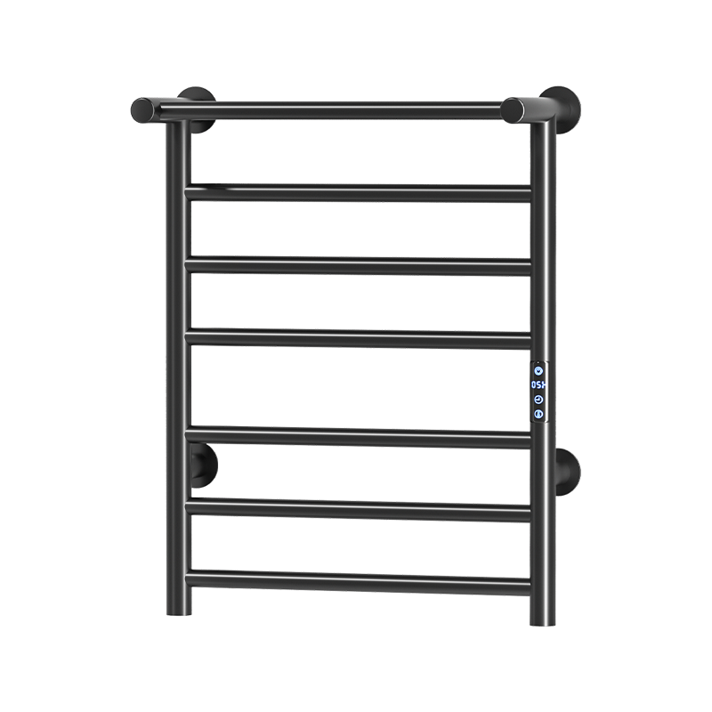 P75 Black Wall-Mounted Ladder-Style Heated Towel Rail
