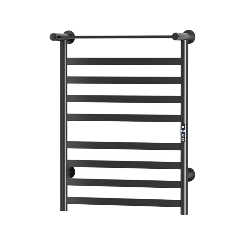 P80 Black Wall-Mounted Ladder-Style Heated Towel Rail