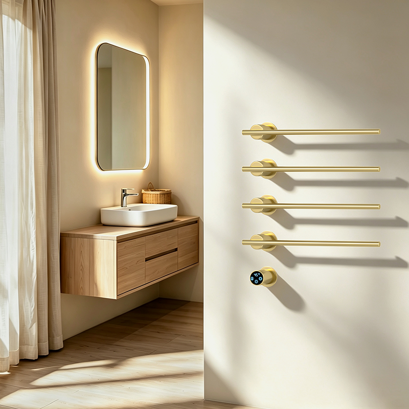 A40 Black Concealed-Mount Heated Towel Rail