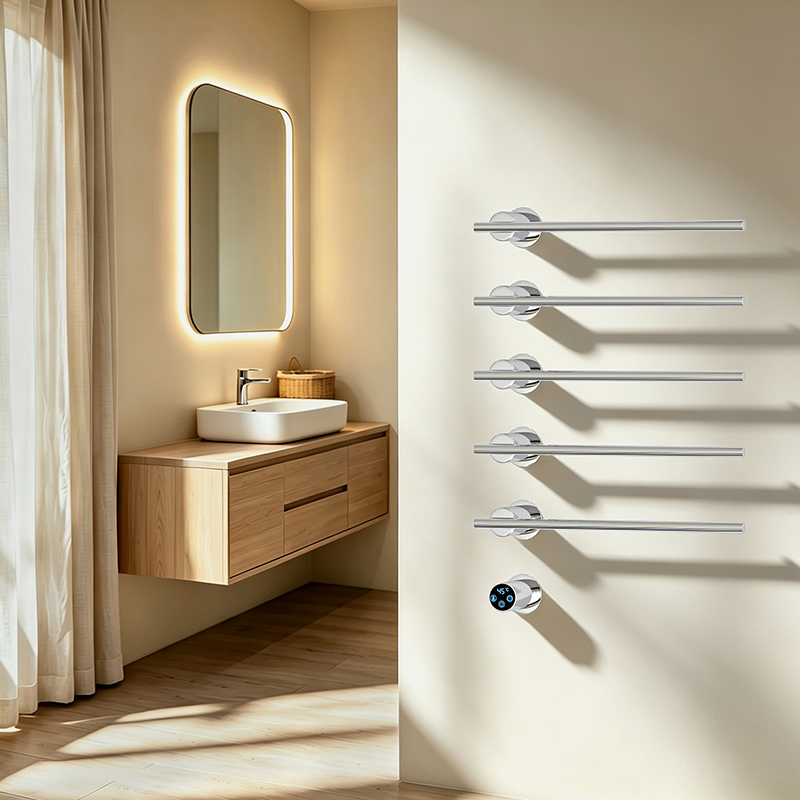 A50 Black Concealed-Mount Heated Towel Rail