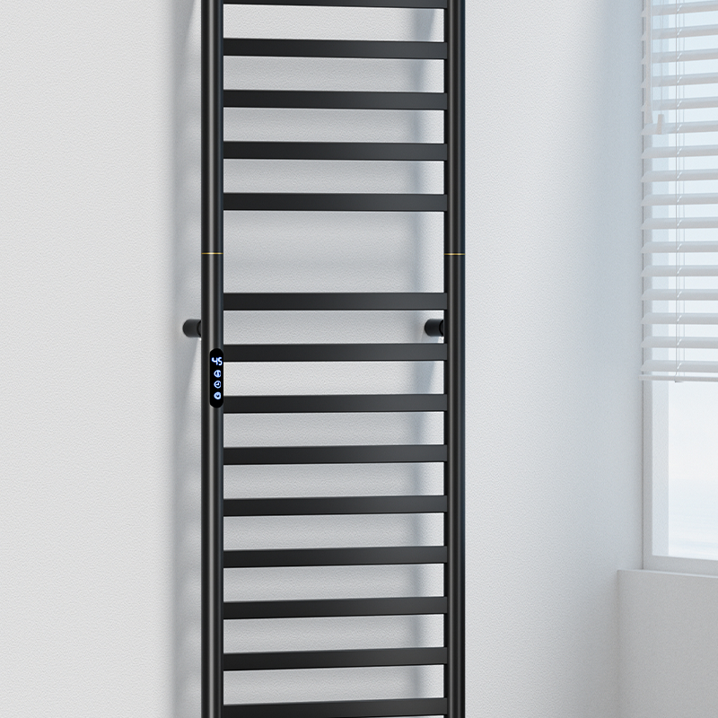 P40 Black Wall-Mounted Ladder-Style Heated Towel Rail