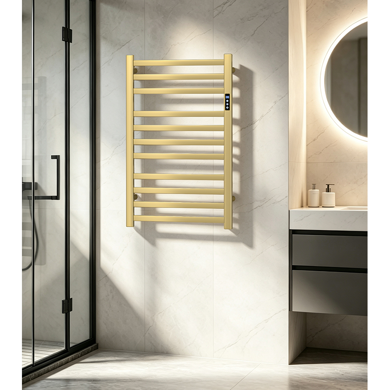 F59 Black Wall-Mounted Ladder-Style Heated Towel Rail