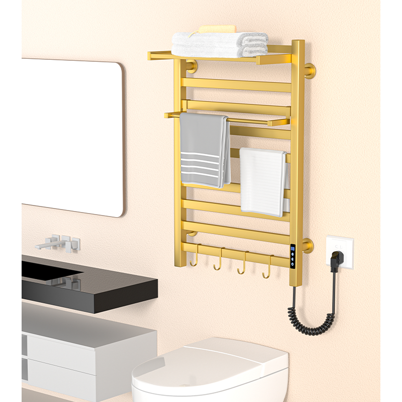 F65 New SKU Black Wall-Mounted Foldable Heated Towel Rail
