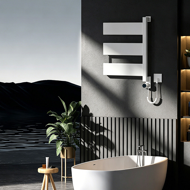 X3 Black Wall-Mounted Vertical Heated Towel Rail